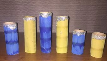 Painted Toilet Paper Rolls with Glitter