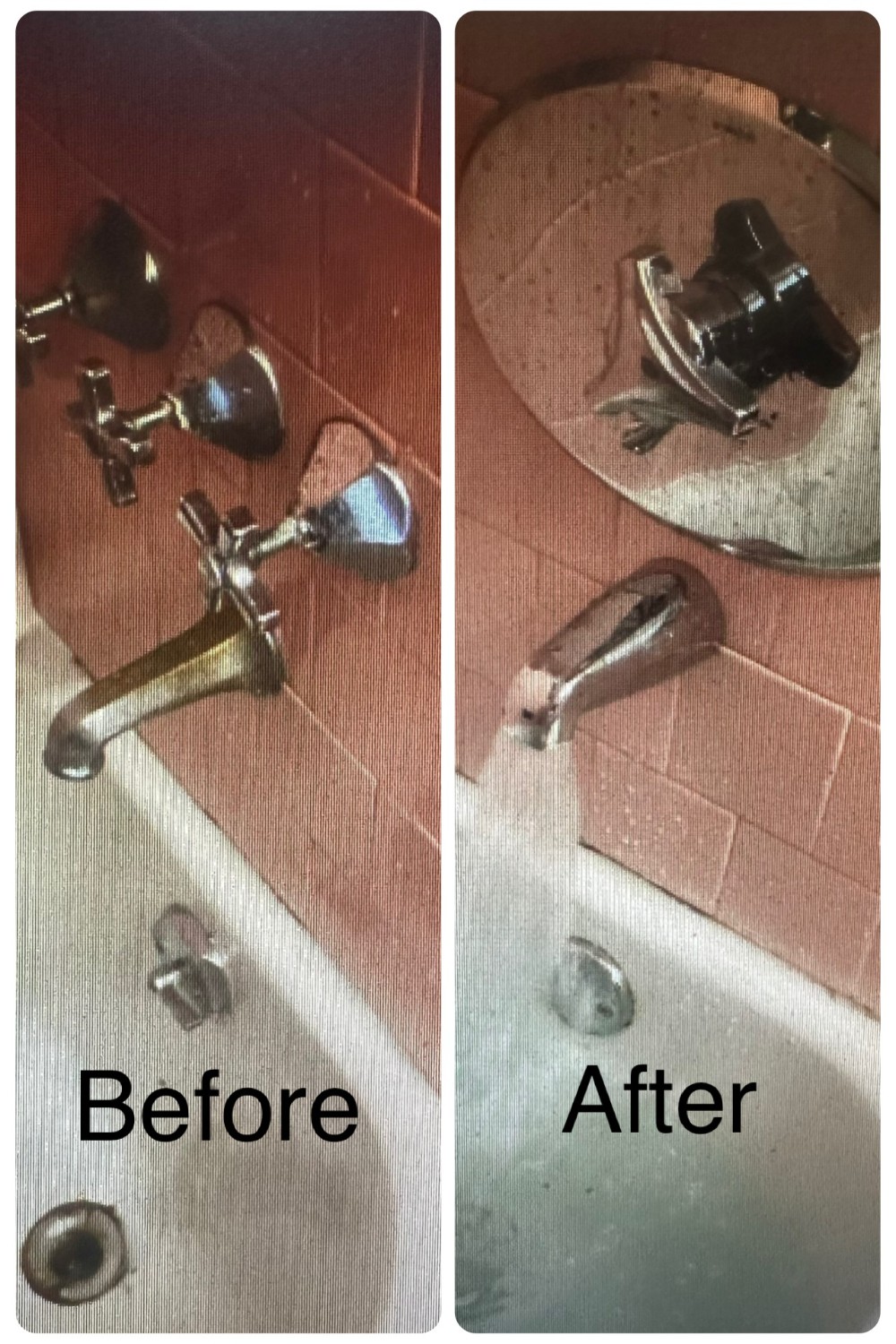 Before and after shower valve replacement
