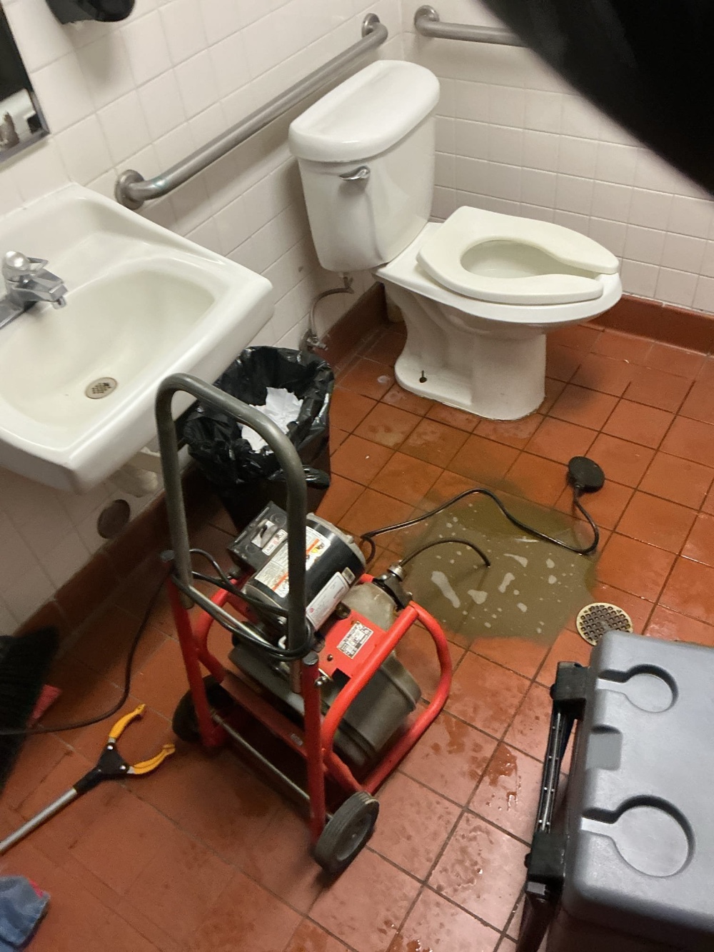 Clogged floor drain