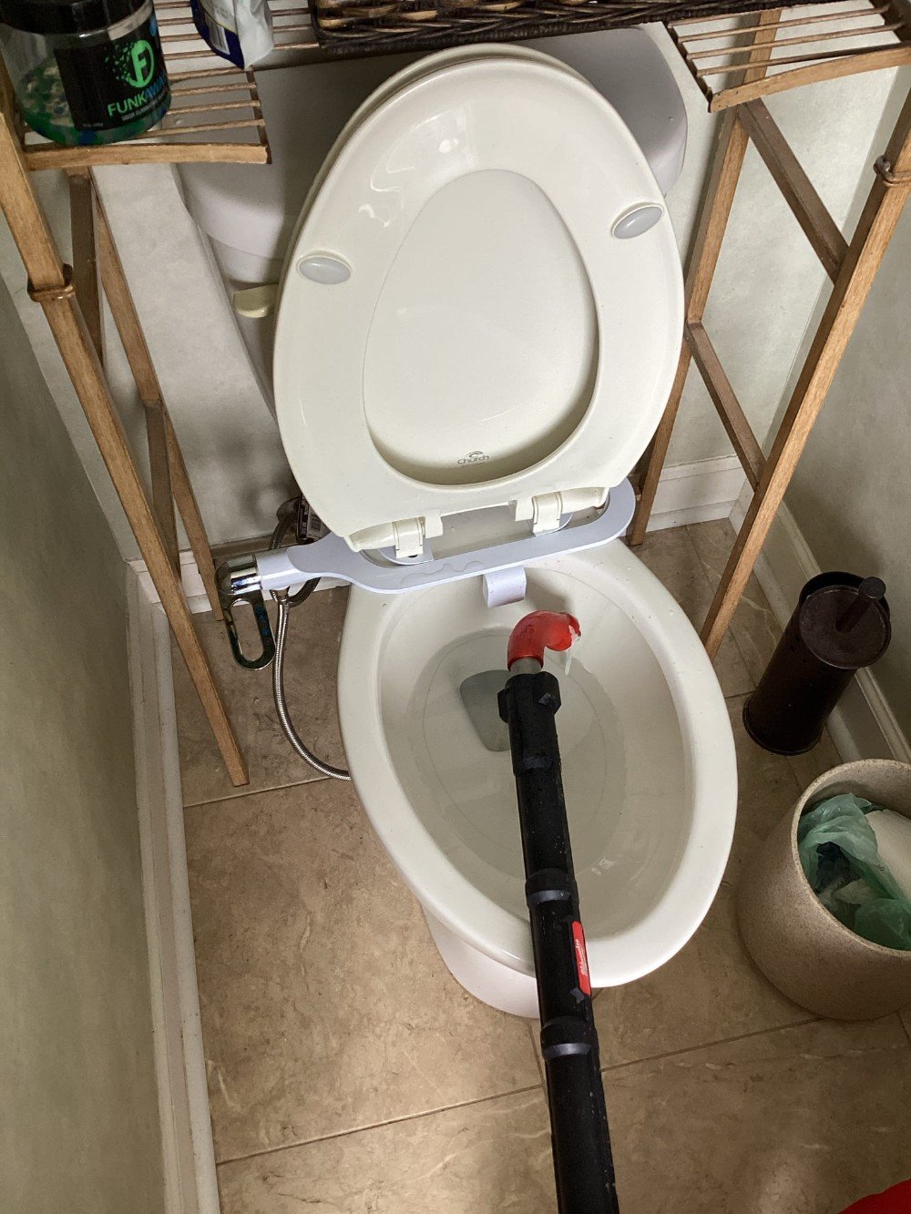 clearing toilet line