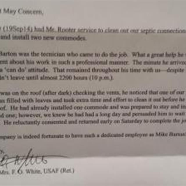 letter from mr rooter