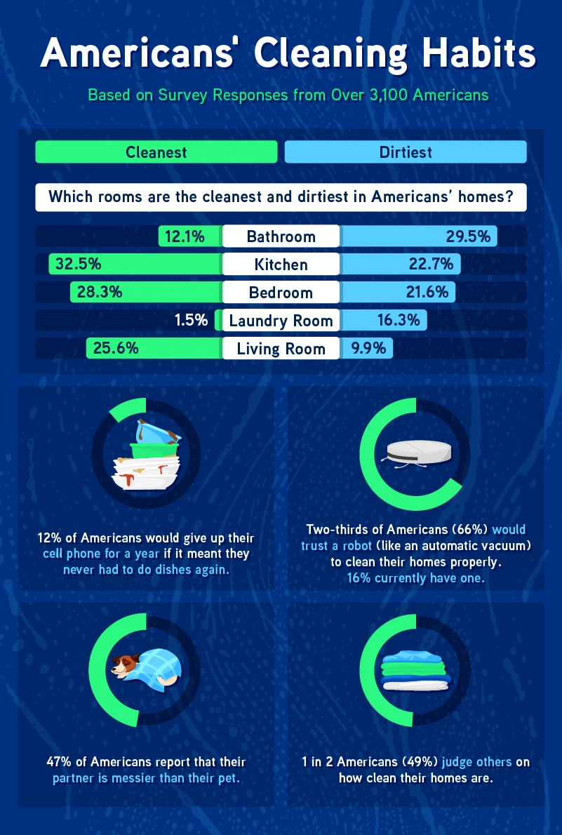 A graphic showing survey insights from a survey about Americans’ cleaning habits.