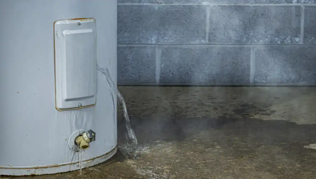 A hot water heater with a leak.