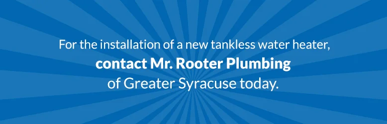 Blue banner with text about contacting Mr. Rooter Plumbing of Greater Syracuse