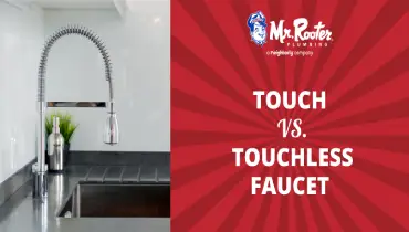 Faucet with text: Touch vs. touchless faucet