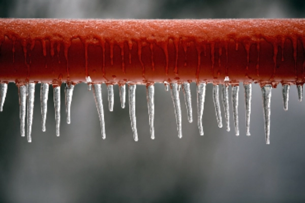 Ice on a frozen pipe