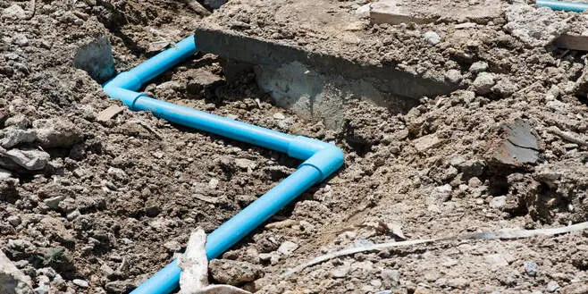 Blue pipe in the ground