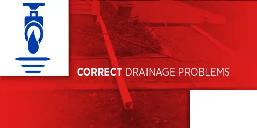 Sewer system with text: Correct drainage problems