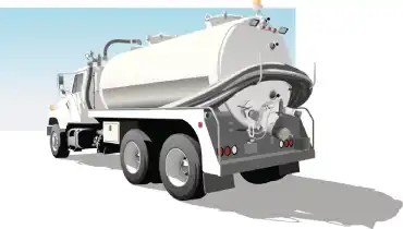 Anterior view of a septic tank pump truck.