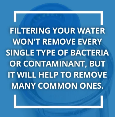 Filtering your water won't remove every bacteria, but it will help to remove common ones