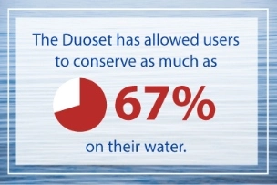 Duroset allows users to conserve 67% of water