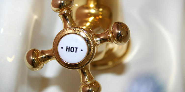 Hot water tap handle