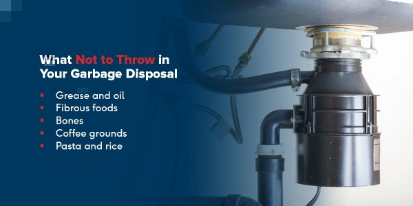 What not to throw in your garbage disposal infographic.