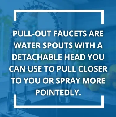 Faucet with text about pull-out faucets