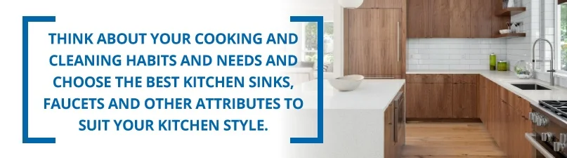 Kitchen with text about choosing kitchen styles
