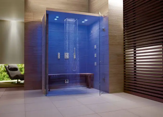 A shower with Grohe F Digital Deluxe technology.