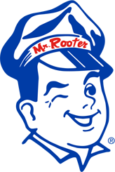 Mr. Rooter illustrated logo of winking plumber wearing Mr. Rooter cap.