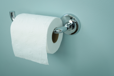 Toilet paper roll on holder.