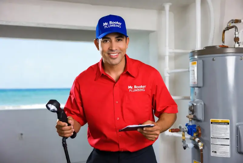Mr. Rooter professional doing a plumbing inspection.