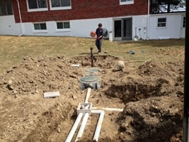 plumbing pipes in trench